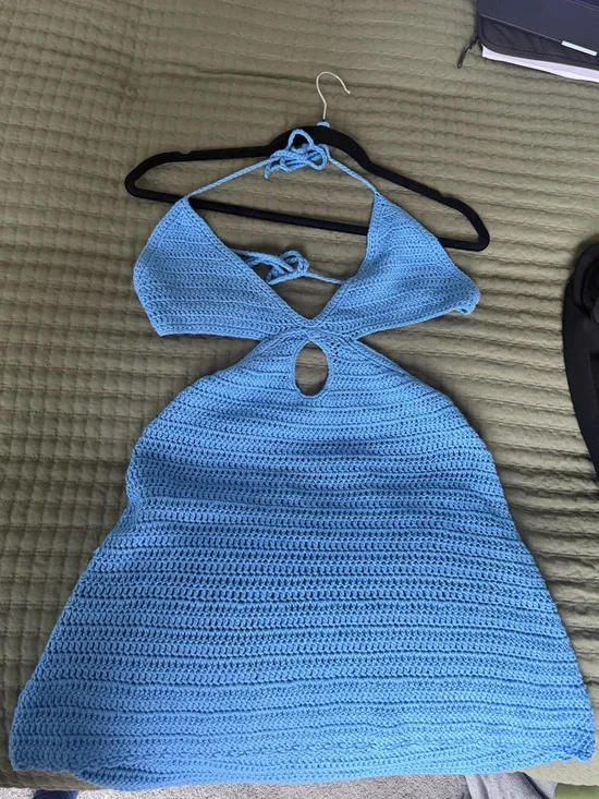 Beginning Boutique Crochet Knit Mini Dress - Picture 2 of 3